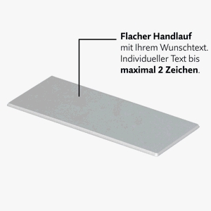 Handlaufschild aus Aluminium, max. 2 Zeichen Wunschtext, flacher Handlauf Handlaufschild aus Aluminium, max. 2 Zeichen Wunschtext, flacher Handlauf