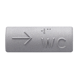 Handlaufschilder silber, Kunststoff mit Wunschtext Braille und/oder taktil